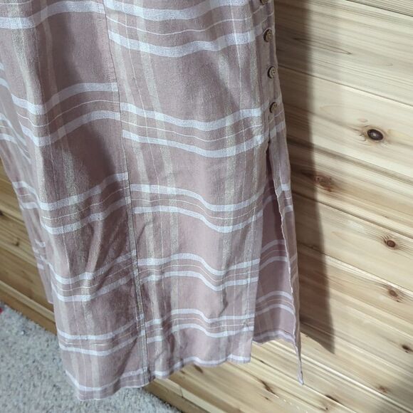 Free People Dress Womens Small Beige Life Like This Linen Strapless Midi Dress - Picture 5 of 11